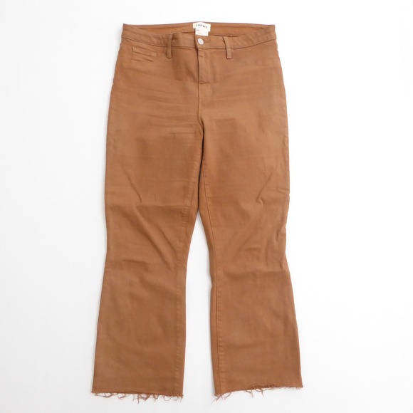 L'AGENCE Denim - L'AGENCE Womens Kendra High Rise Cropped Flare Coated Denim Jeans Java Brown 32
